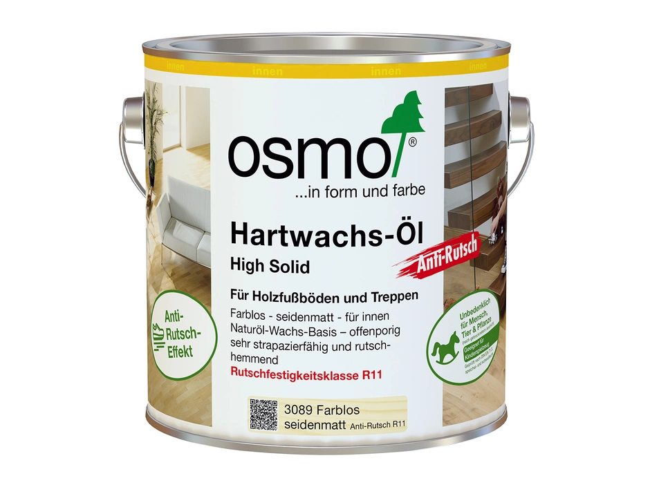 Osmo Hartwachs-Öl Anti-Rutsch Extra Farblos Seidenmatt 10 L – Bild 3
