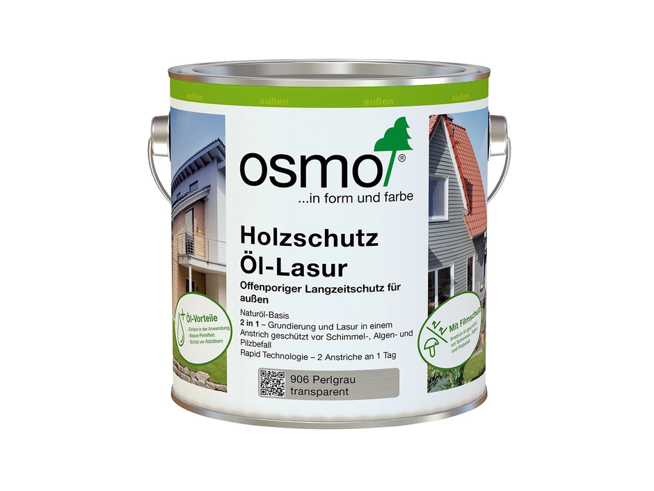 Osmo Holzschutz Öl-Lasur Perlgrau 2,5 L – Bild 3